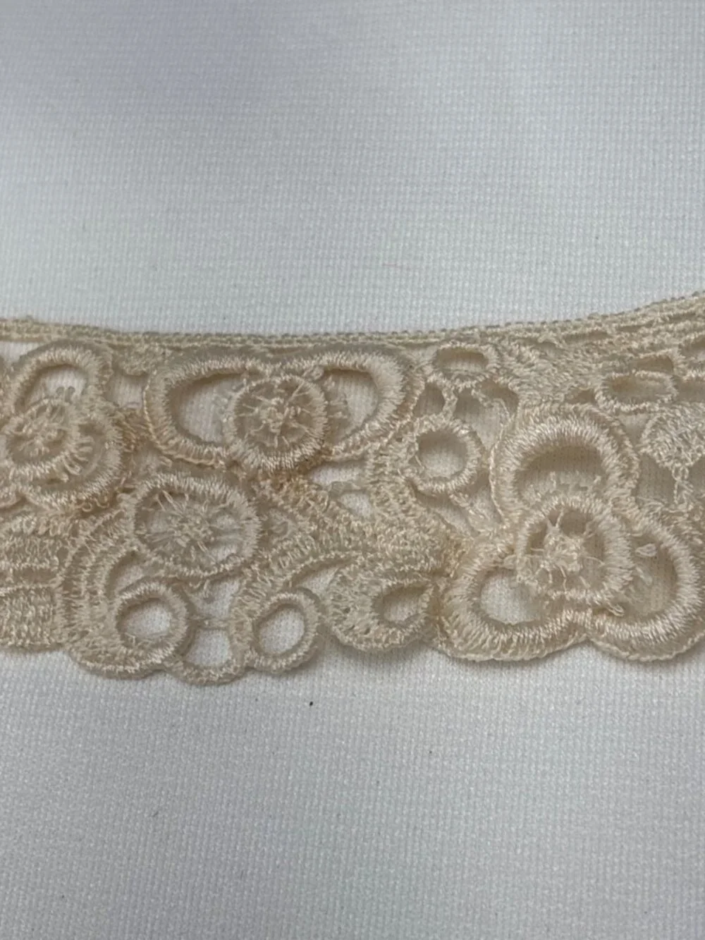 Floral Lace Trim Beige 1.5